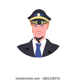 man pilot in uniform male captain avatar aviation concept portrait vector illustration