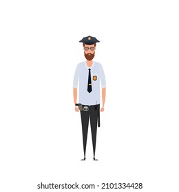 Man with pilot uniform vector illustration in flat color design.Vector illustration on white background.