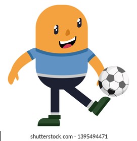 Homem cafetinando futebol, ilustração, vetor sobre fundo branco.