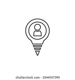 The Man in Pin icon. Element of navigator signs for mobile concept and web apps. Thin line  icon for website design and development, app development. Premium icon on white background