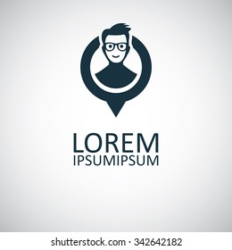 man pin icon, on white background
