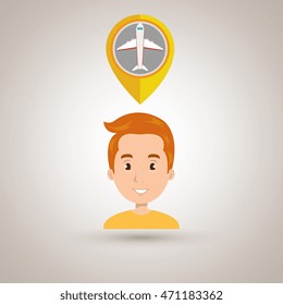 man pin travel location vector illustration design