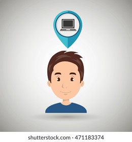 man pin travel location vector illustration design
