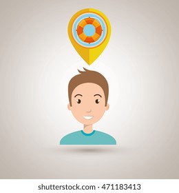 man pin travel location vector illustration design