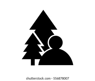 man pine tree black silhouette image vector icon logo symbol