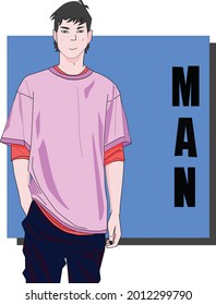 hombre con camiseta rosada
