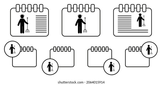 Man man with pitchforks vector icon in calender set illustration for ui and ux, website or mobile application