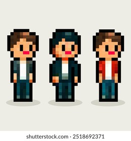 Hombre pixel art personaje Vector