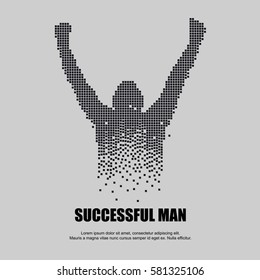 man in pixel for success