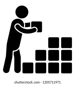 Man placing bricks together depicting construction worker 