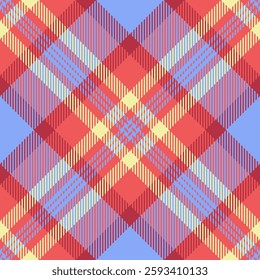 Man plaid background texture, menu check textile vector. Business pattern seamless tartan fabric in red and blue colors palette.