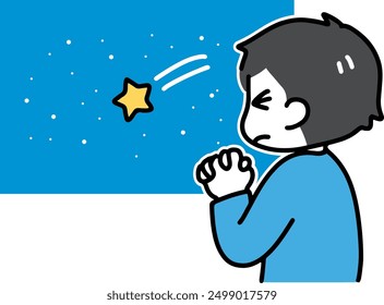 A man in plain clothes makes a wish on a shooting star