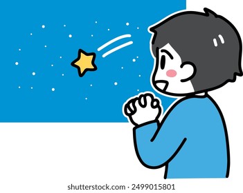 A man in plain clothes is smiling and looking at a shooting star