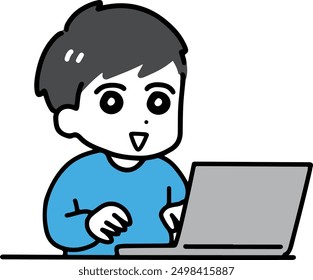 A man in plain clothes using a computer