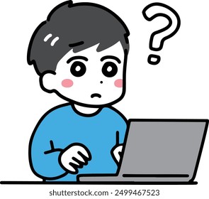 A man in plain clothes who is having trouble in front of a computer