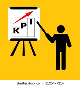 man plan for kpi business on yellow background vector : business concept
