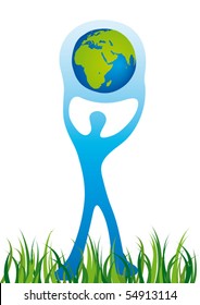 Man and planet earth, vector illustration