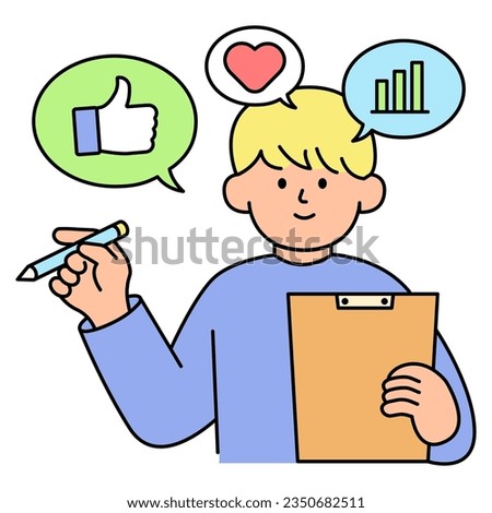 Man planning a marketing strategy. Simple vector illustration.