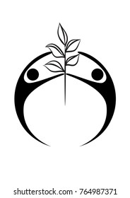 man with plant icon logo