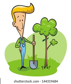 Man planting tree