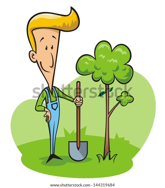 Man planting\
tree