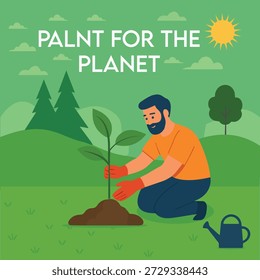 Man Planting a Tree for a Greener Future