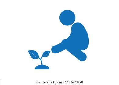 man planting a tree icon vector 