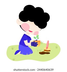 Man planting tree on earth day