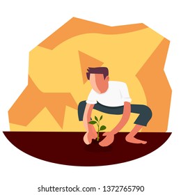 man planting a tree vector illustration