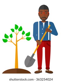 Der Mensch pflanzt Baum.