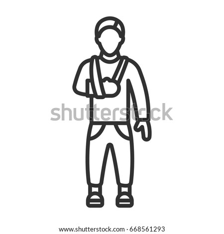 A man with a plaster on his hand. Shoulder bandage