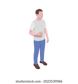 Man with plastic cup of coffee isometric icon 3d vector illustration
