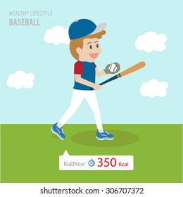 Man  play baseball  for healthy lifestyle.