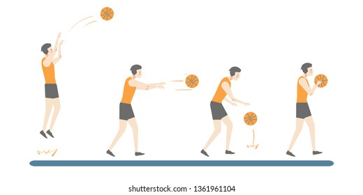 man play basketball flat vector