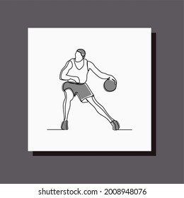 man play basketball oneline continuous