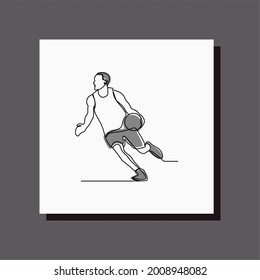 man play basketball oneline continuous