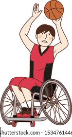 Man play basketball with wheelchair.