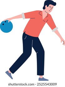 Man play bowling. Sport game. Guy with ball