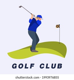 Man to Play Golf Logo Abstract Swing and Hit the Ball