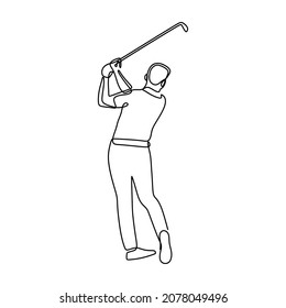 man play golf oneline continuous single line art