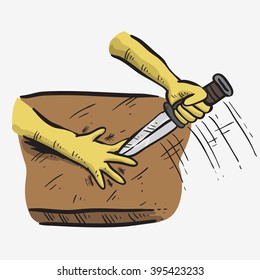 man play with knife