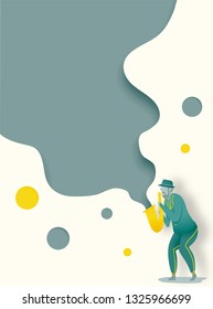 Man play saxophone in dribble and paper art style vector illustration