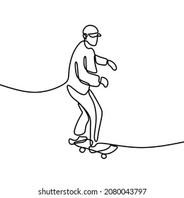 man play skateboard oneline continuous single line art