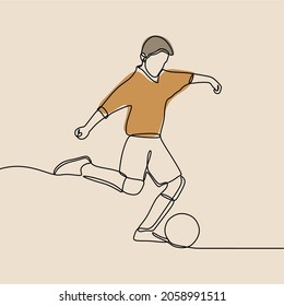 Man play soccer oneline continuous line art