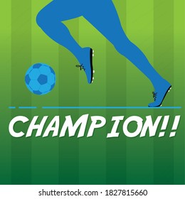 El hombre juega al fútbol. Cartel de fútbol - Ilustración vectorial
