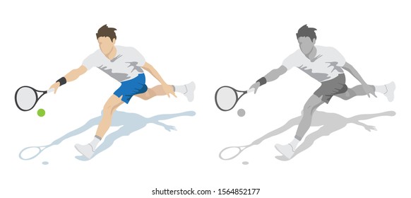 A man play tennis. The player hits the ball. Tennis competitions.