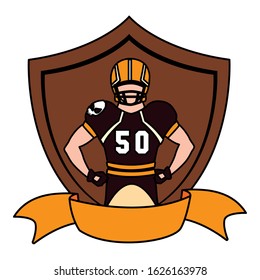 man player american football with shield vector illustration design