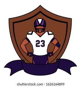 man player american football with shield vector illustration design