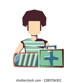 man player video game with set icons