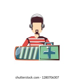 man player video game with set icons